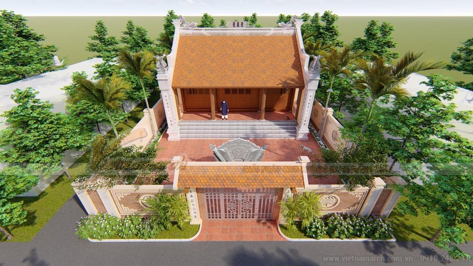 Bộ sưu tập mẫu nhà thờ họ, từ đường đẹp nhất 2023! > Bản vẽ thiết kế nhà thờ 75m2 chuẩn phong thủy của dòng họ Nguyễn Văn tại Ứng Hòa Hà Tây