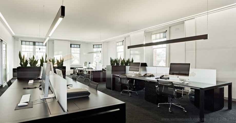 Tự thiết kế văn phòng 100m2 một cách dễ dàng > Tông màu trắng đen chưa bao giờ lỗi thời, vừa đơn giản, lại vừa sang trọng, hiện đại.