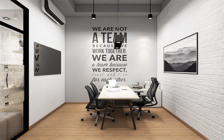 Thiết kế văn phòng làm việc 50m2 chuẩn đẹp hiện đại > Lưu ý khi thiết kế văn phòng công ty nhỏ gọn