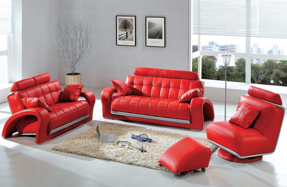 Thiết kế phòng khách sang trọng với sofa đỏ