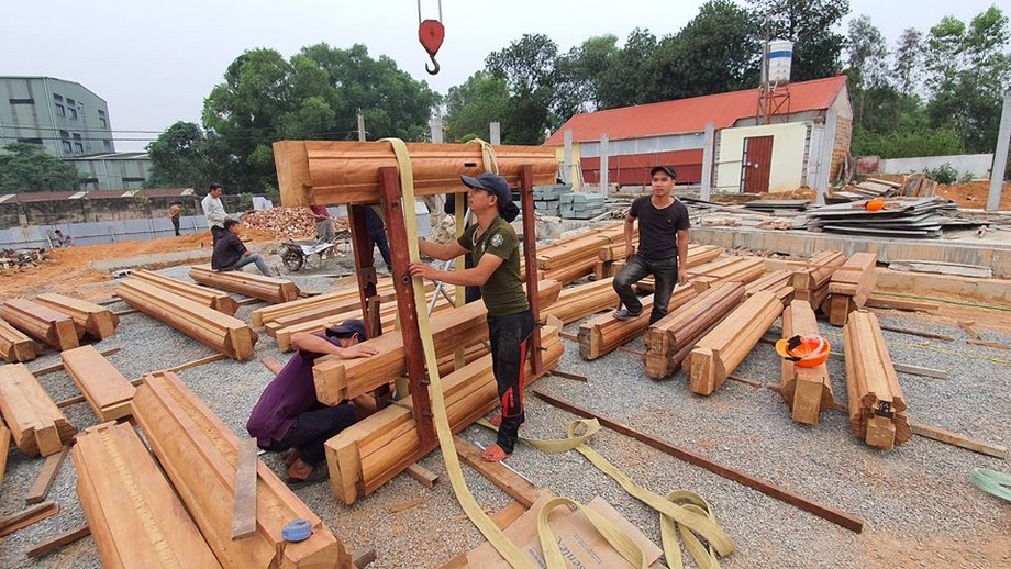 Cận cảnh quá trình thi công nhà thờ họ Bùi Việt Nam tại Vĩnh Phúc