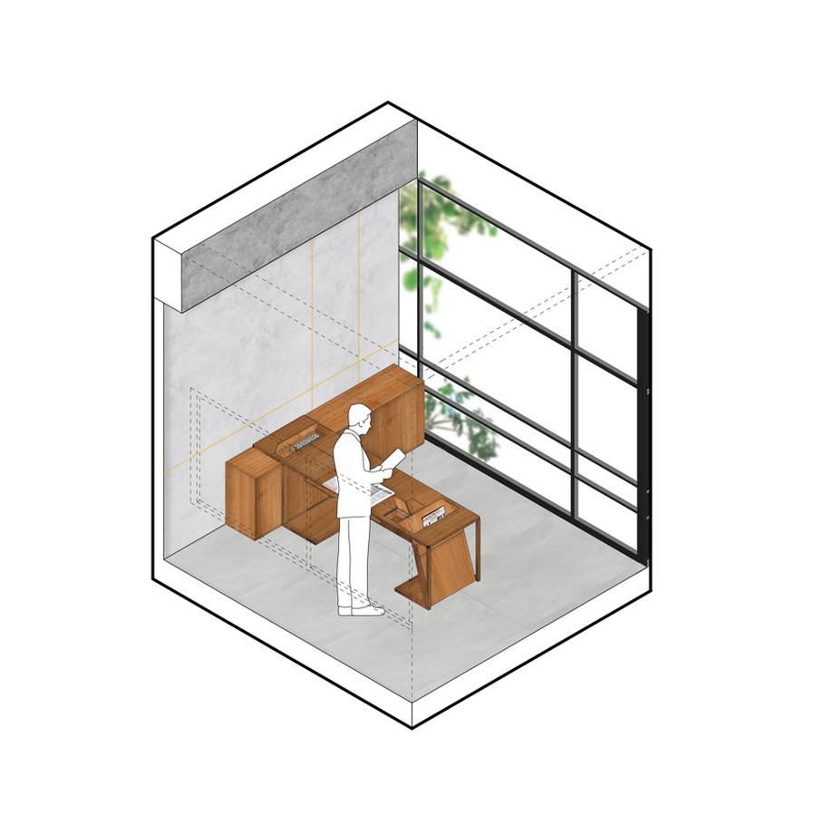 Thiết kế văn phòng 2 trong 1: Trung tâm trải nghiệm khách hàng kiêm văn phòng làm việc > Bản vẽ thiết kế văn phòng đẹp, hiện đại
