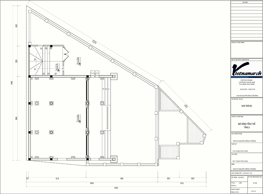 Bản vẽ mặt bằng của dự án thiết kế nhà thờ họ 2 tầng kết hợp nhà ở tại Thường Tín