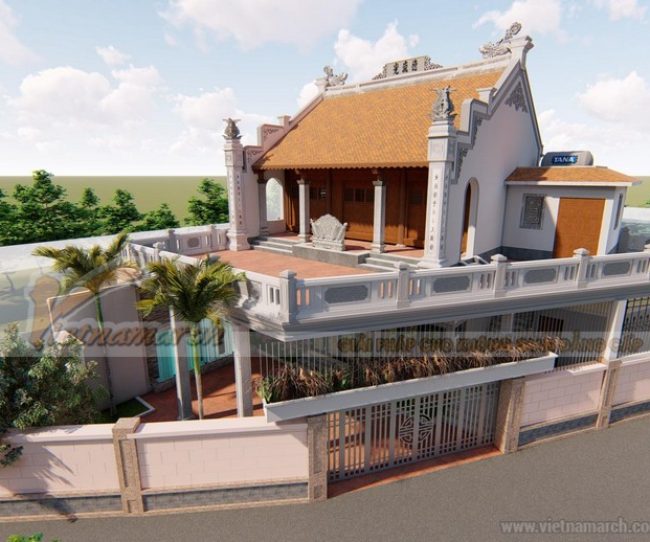 Dự án thiết kế nhà thờ họ kết hợp nhà ở kết cấu bê tông sơn giả gỗ tại Thường Tín Hà Nội
