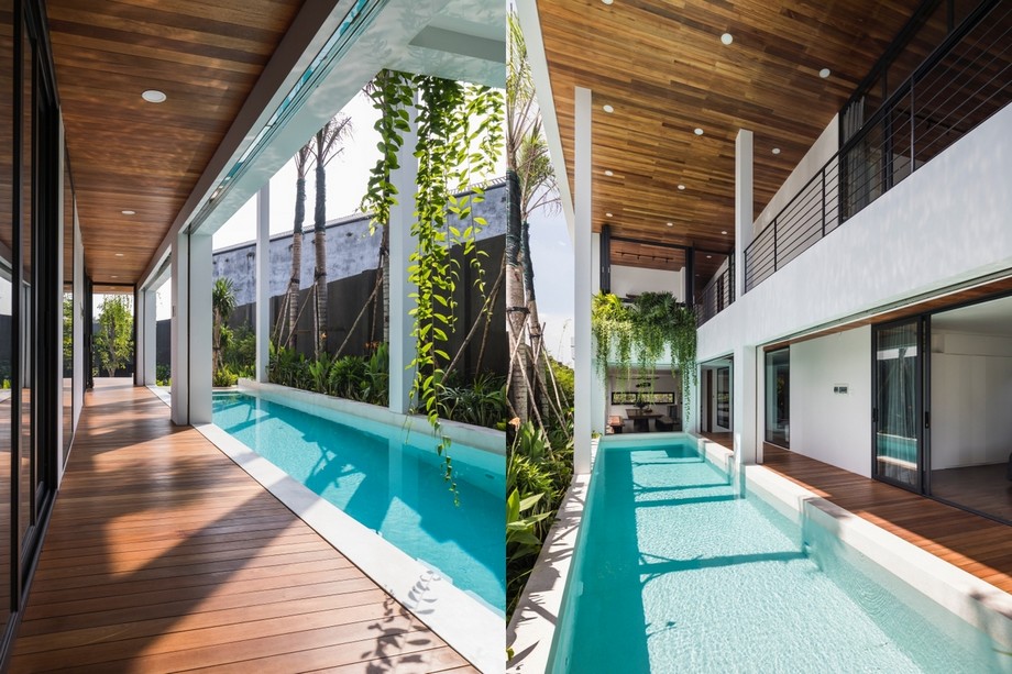 Thiết kế bể bơi trong nhà với hồ nước trong xanh