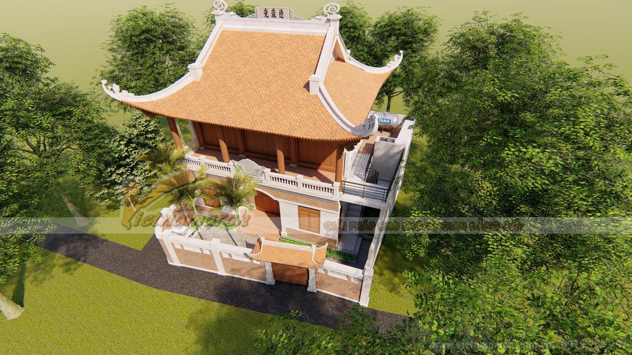 Tìm hiểu chi tiết về kiến trúc mái trong thiết kế nhà thờ họ tại Việt Nam > nhà thờ họ 4 mái đẹp