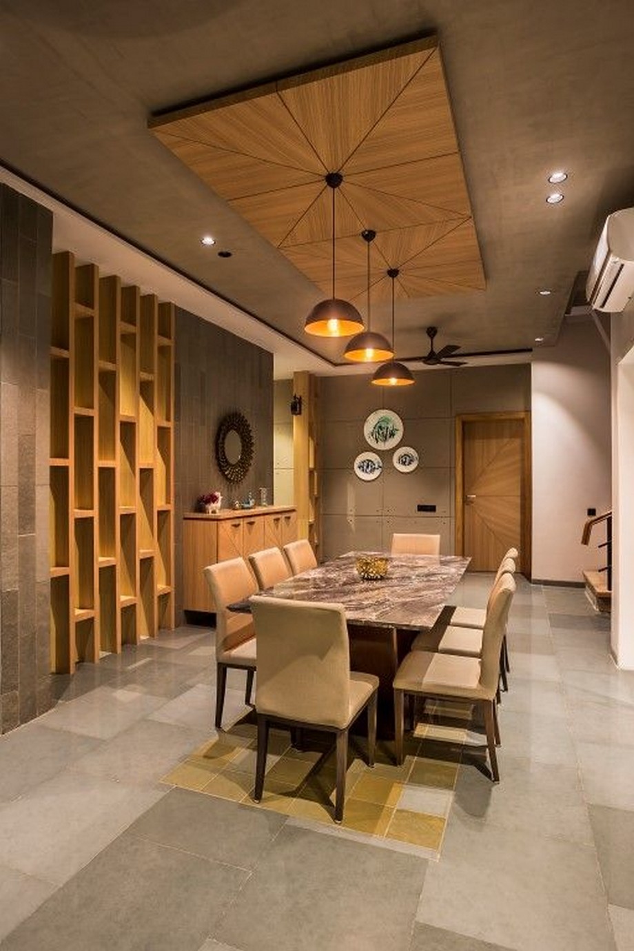 Ý tưởng thiết kế trần thạch cao kết hợp gỗ CNC mang đến không gian sáng tạo > Trần thạch cao kết hợp gỗ CNC cho không gian phòng bếp