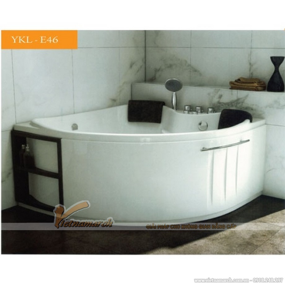 Kích thước bồn tắm thông dụng, tiêu chuẩn của một số hãng uy tín > Bồn Tắm Nằm Góc Massage Màu Govern YKL-E46