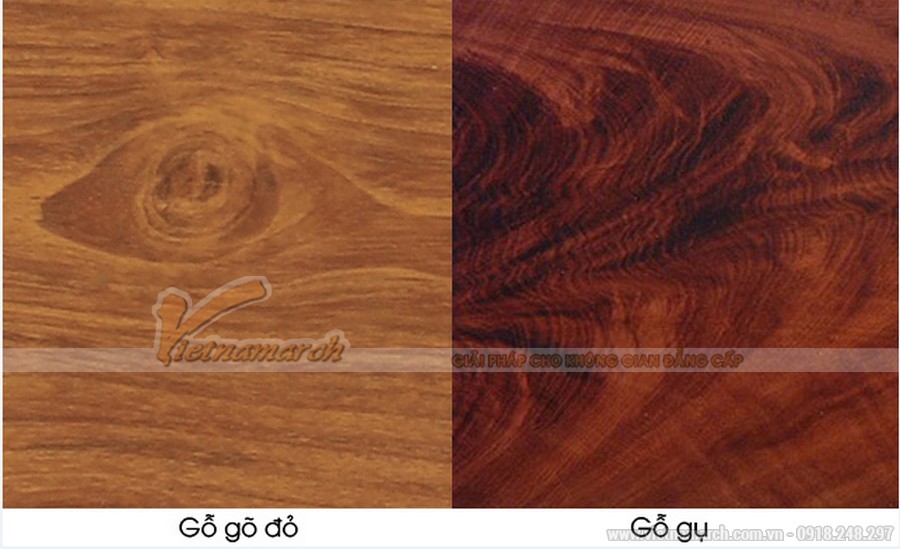 Phân biệt bàn thờ gỗ gõ đỏ và bàn thờ gỗ gụ > Phân biệt gỗ gõ đỏ và gỗ gụ