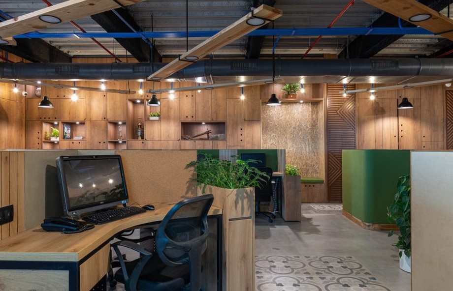thiết kế nội thất văn phòng lấy cảm hứng từ vật liệu gỗ tự nhiên