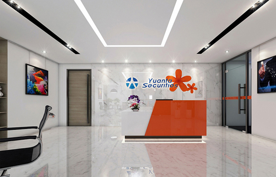 Backdrop quầy lễ tân Backdrop quầy lễ tân có chứa biểu tượng và logo