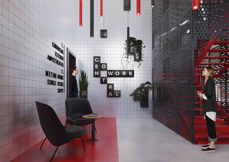 Phối cảnh nội thất văn phòng 3D cho dự án coworking space Central Cowork > Thiết kế coworking space