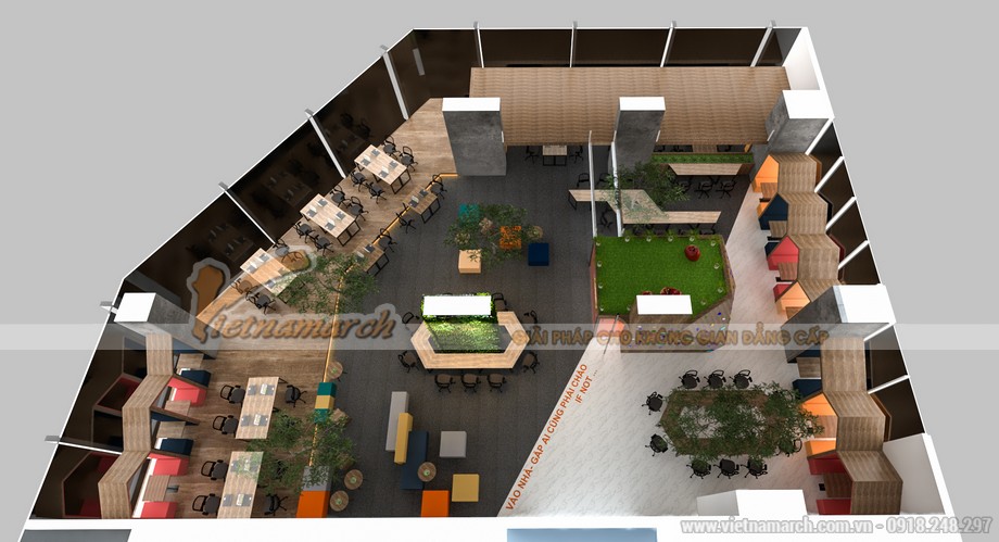 Dự án thiết kế văn phòng CENLAND 350m2 tại số 21 Lê Văn Lương > Thiết kế nội thất văn phòng 350m2