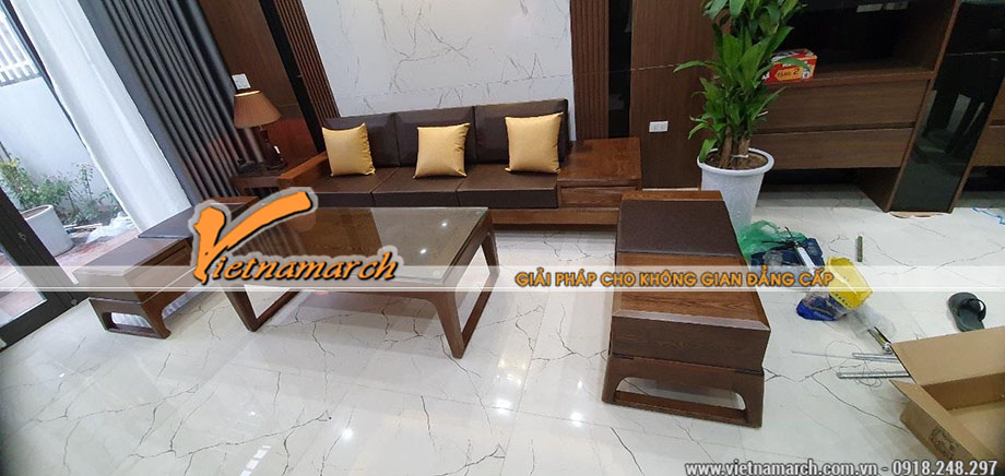 Mẫu bàn ghế Sofa gỗ sồi hiện đại giá rẻ 