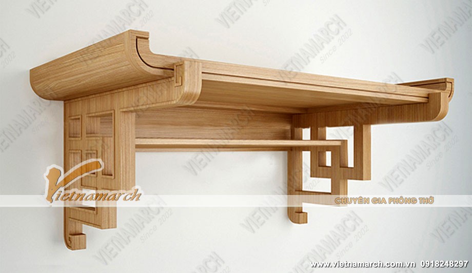 mẫu bàn thờ treo gỗ sồi 48x69 cm 2