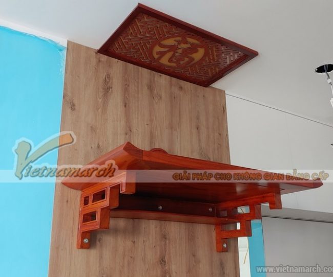 [ĐỘC QUYỀN] Bàn thờ treo gỗ hương với thiết kế đặc biệt dành riêng cho gia chủ tại chung cư Anland Dương Nội – Hà Đông
