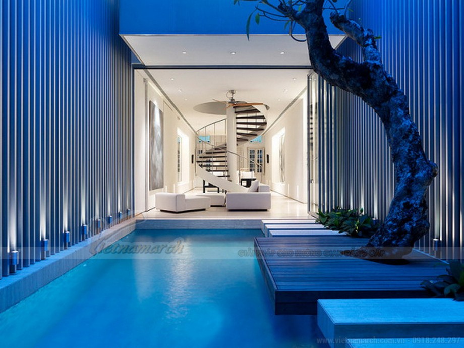 Top 10+ mẫu thiết kế nhà phố có bể bơi mini hiện đại mới nhất 2023 > Mẫu nhà 100m2 có bể bơi