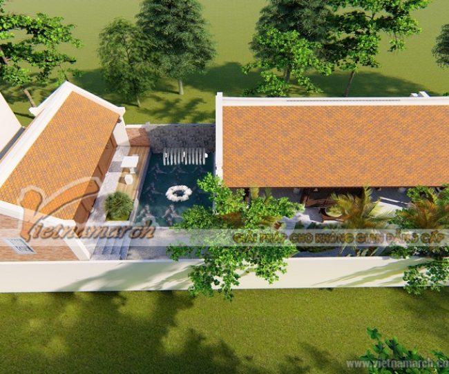 Chi tiết mẫu thiết kế nhà thờ họ 3 gian 60m2 liền nhà ngang tại Nha Trang