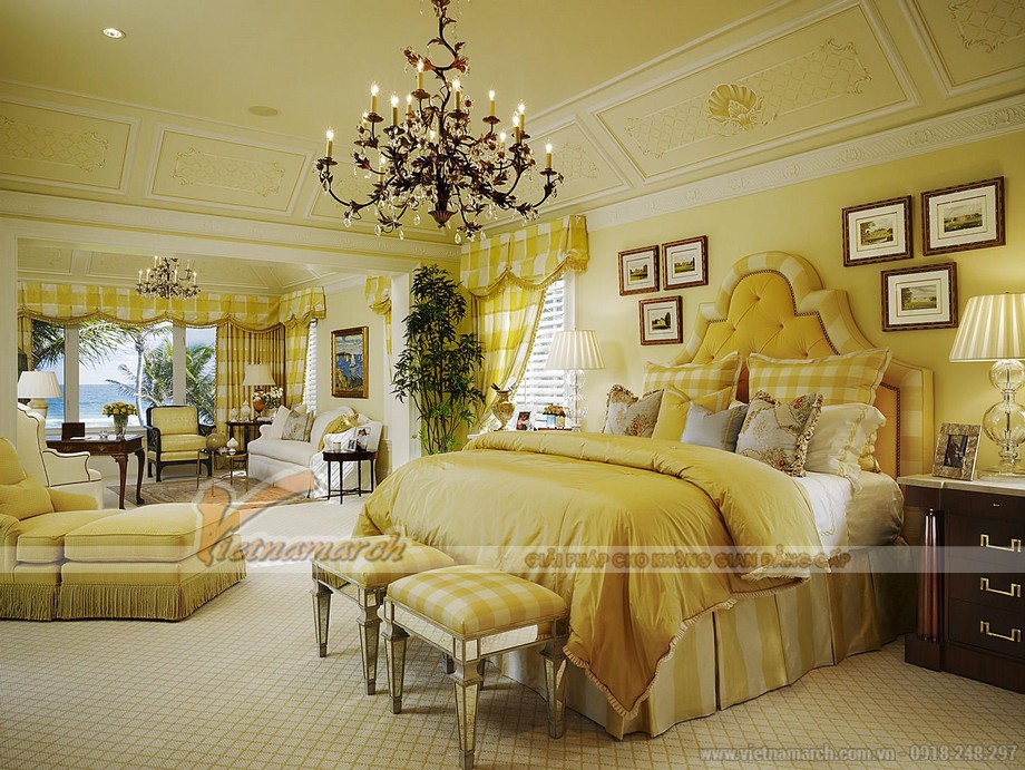 Top 10+ Cách phối màu sơn trần nhà phòng ngủ đẹp nhất 2023 > Mẫu sơn trần nhà đẹp với màu vàng sét