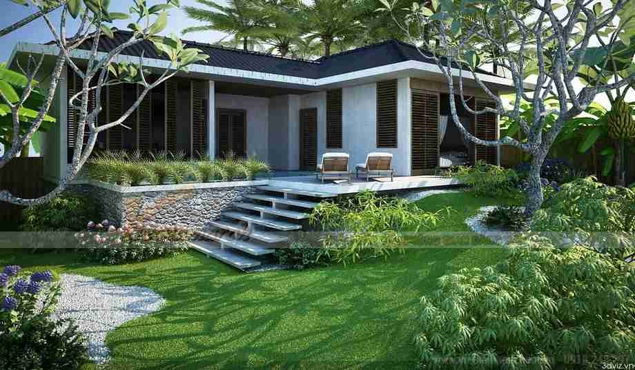 Thiết kế biệt thự nhà vườn – 99 mẫu nhà vườn đẹp nhất thế giới 2023 > Thiết kế biệt thự nhà vườn 1 tầngđẹp 