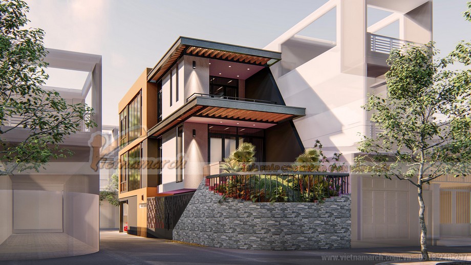 Tuyển tập những mẫu thiết kế nhà phố hiện đại tuyệt đẹp của Vietnamarch > Nhà phố 3 tầng 2 mặt tiền