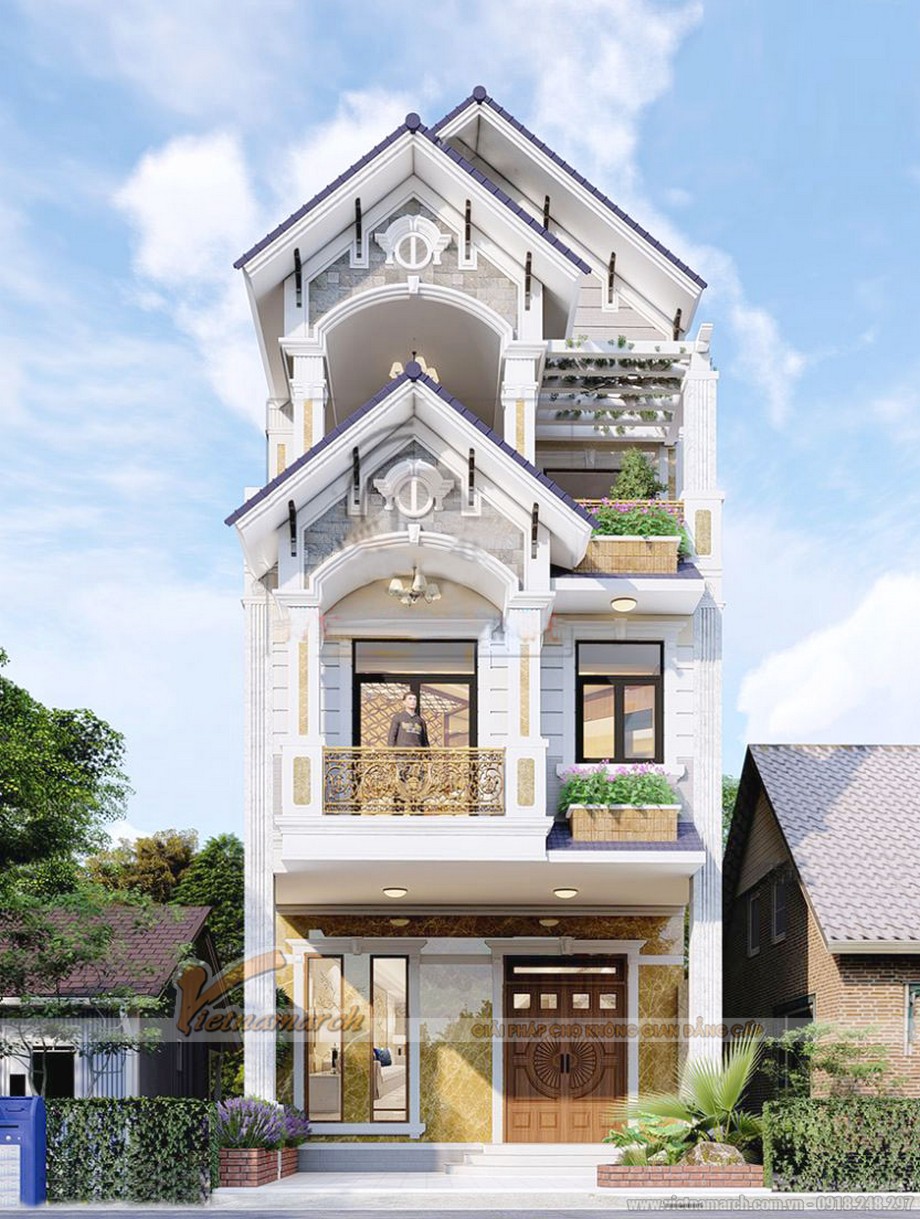 Tuyển tập những mẫu thiết kế nhà phố hiện đại tuyệt đẹp của Vietnamarch > Mẫu nhà phố tân cổ điển