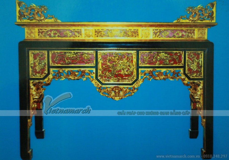 Mẫu bàn thờ ô xa sơn son thếp vàng