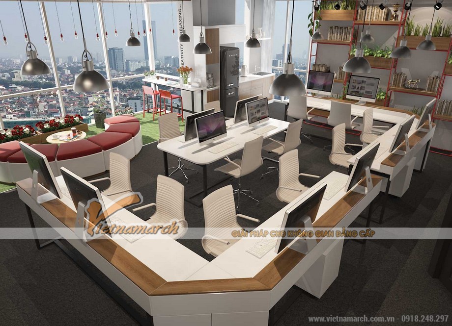 48+ mẫu thiết kế văn phòng lớn nhỏ- Coworking space đẹp hiện đại-Chất nhất 2023 > Bản vẽ thiết kế nội thất văn phòng 140m2 tại Trần Quốc Toản