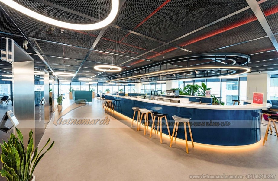 Dreamplex – Coworking space Đống Đa: không gian làm việc chung tiện nghi, hiện đại bậc nhất Hà Thành > Quầy bar có thiết kế sang trọng, cung cấp các loại đồ uống miễn phí như trà và cà phê