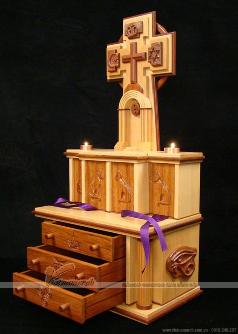 Bộ sưu tập Mẫu bàn thờ Công giáo đơn giản nhưng vô cùng tinh tế > Mẫu bàn thờ chúa đa năng