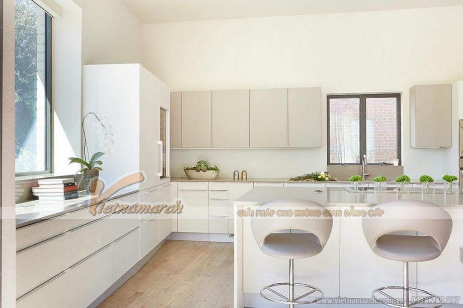 100+ Mẫu tủ bếp hiện đại – Ý tưởng thiết kế không gian nhà bếp sáng tạo nhất > Mẫu tủ bếp ACRYLIC chữ L