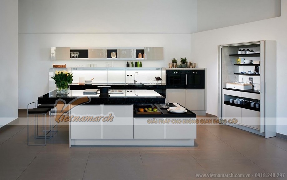 Mẫu tủ bếp thông minh tạo nên thiết kế nhà bếp chuẩn hiện đại