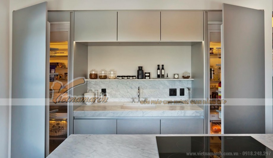 Mẫu tủ bếp thông minh tạo nên thiết kế nhà bếp chuẩn hiện đại