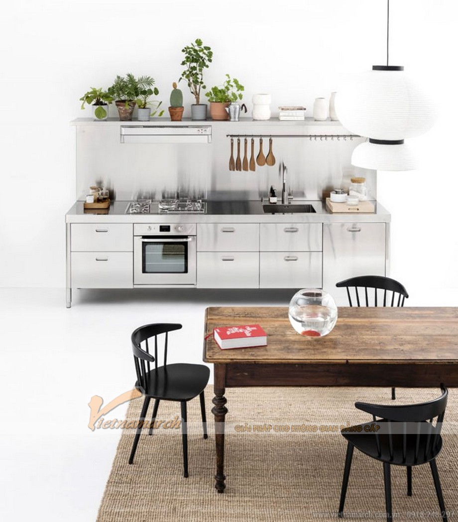 100+ Mẫu tủ bếp hiện đại – Ý tưởng thiết kế không gian nhà bếp sáng tạo nhất > tủ bếp kim loại - Mang đến vẻ ngoài quyến rũ