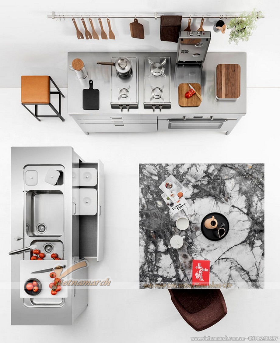 100+ Mẫu tủ bếp hiện đại – Ý tưởng thiết kế không gian nhà bếp sáng tạo nhất > tủ bếp kim loại - Mang đến vẻ ngoài quyến rũ