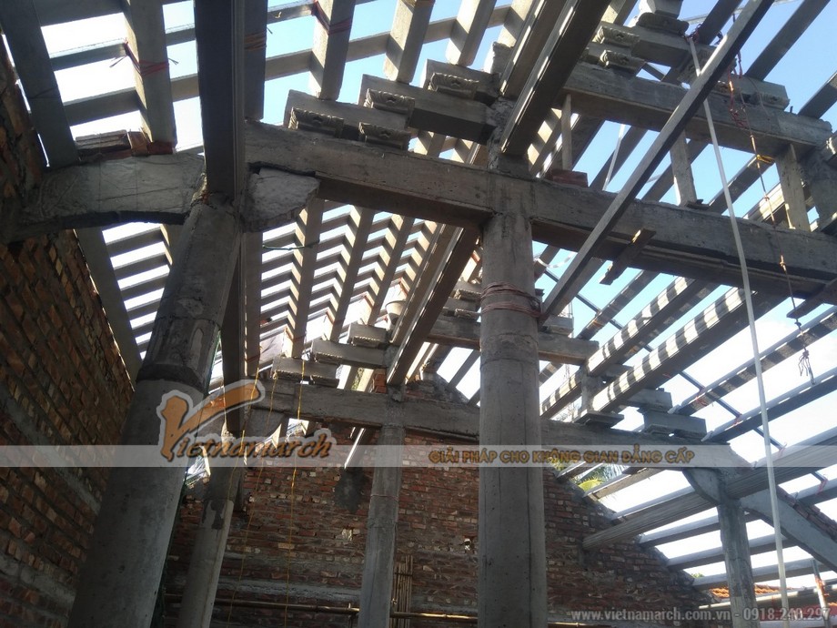 Quy trình thi công nhà thờ họ bê tông giả gỗ tại Hải Dương