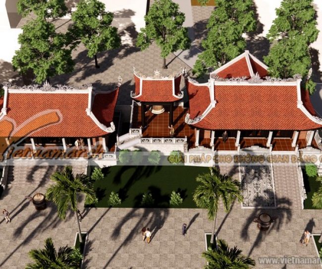 Phối cảnh 3D công trình thiết kế đình chùa tại Ninh Bình