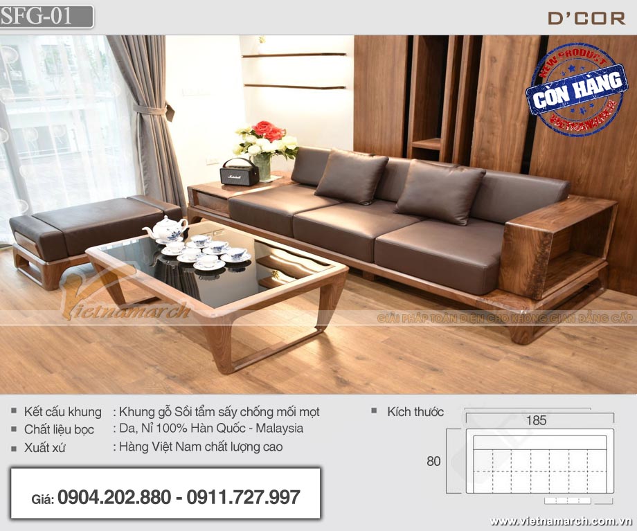 Bàn ghế sofa gỗ sồi giá rẻ cho phòng khách SFG-01