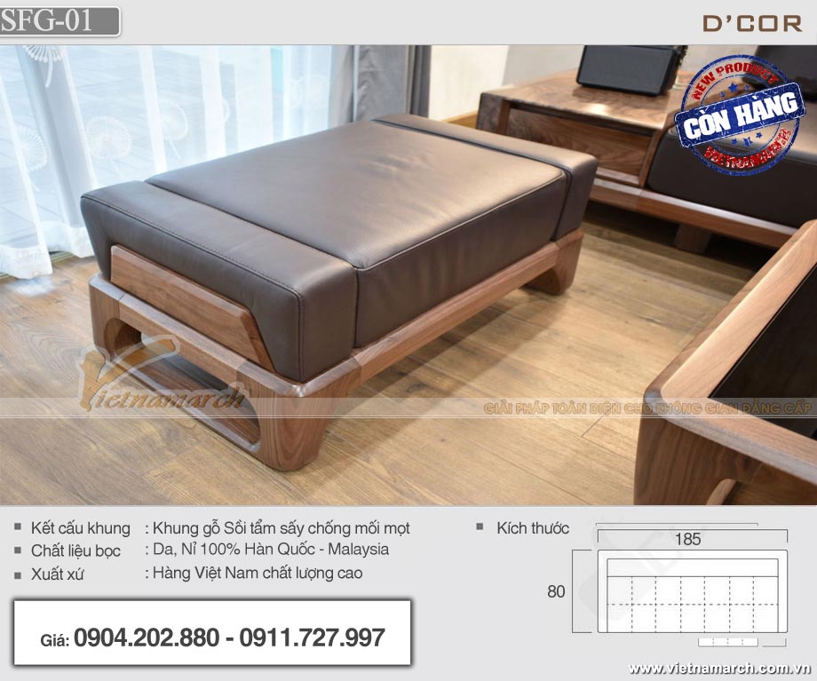 Bàn ghế sofa gỗ sồi giá rẻ cho phòng khách SFG-01