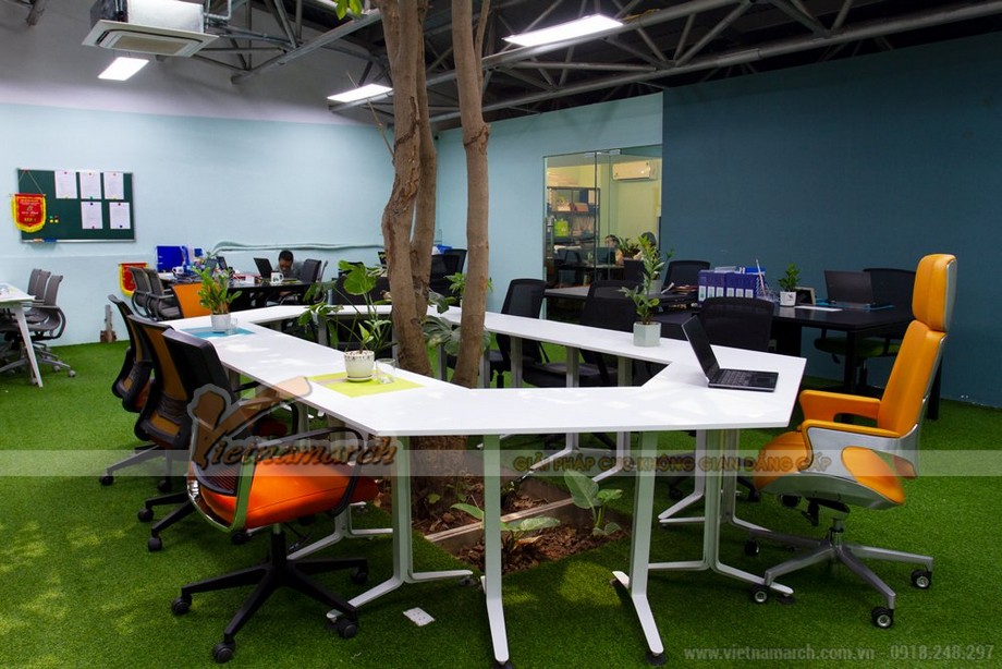 Mẫu thiết kế nội thất văn phòng 150 chỗ ngồi tại Hoàng Quốc Việt - Cầu Giấy - Hà Nội