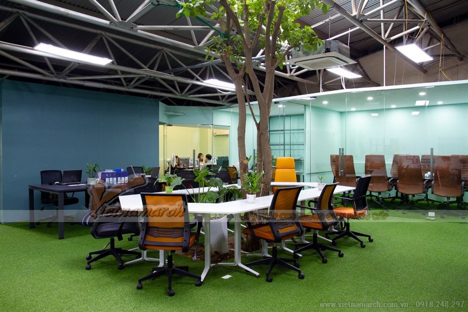 Thiết kế văn phòng làm việc xanh tại tầng 3 Triển lãm nông nghiệp Cầu Giấy