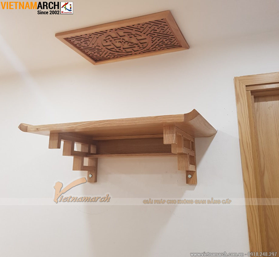Mẫu bàn thờ treo 48x89cm gỗ sồi hiện đại cho chung cư Mipec Kiến Hưng - Hà Đông - BTT02