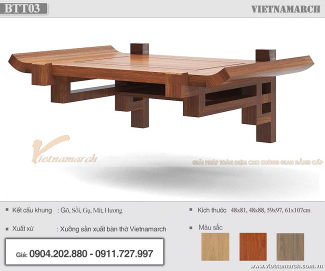 Sự mới lạ trong thiết kế mẫu bàn thờ treo tường gỗ gõ cho chung cư hiện đại – BTT03