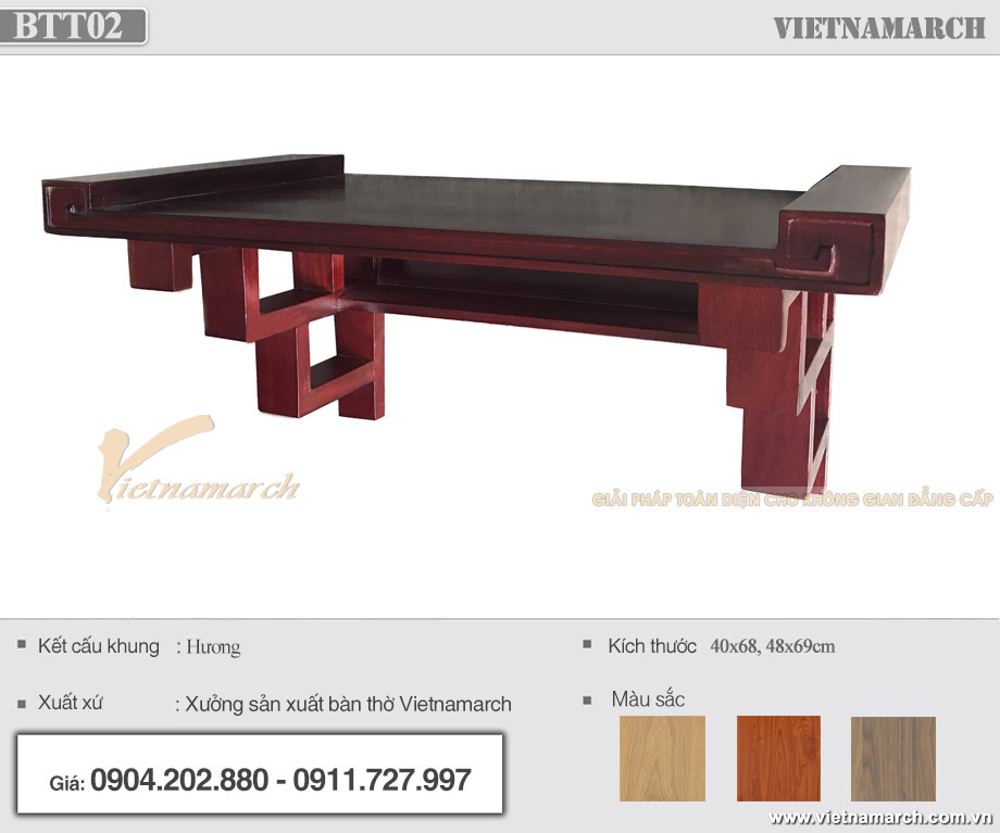 Mẫu bàn thờ treo tường 48×69 cm gỗ hương cho gia chủ tại Nguyễn Văn Cừ – Long Biên – BTT02 > Mẫu bàn thờ treo tường 48x69 cm gỗ hương