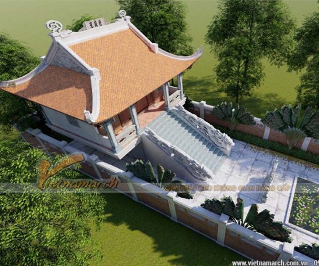 Mẫu thiết kế nhà thờ họ 80m2 4 mái cong truyền thống tại Thanh Hóa