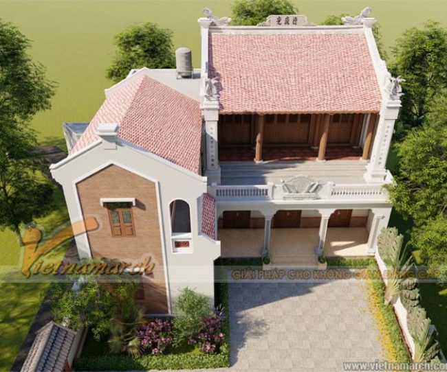Mẫu thiết kế nhà thờ họ kết hợp nhà ở diện tích 90m2 tại Bắc Ninh