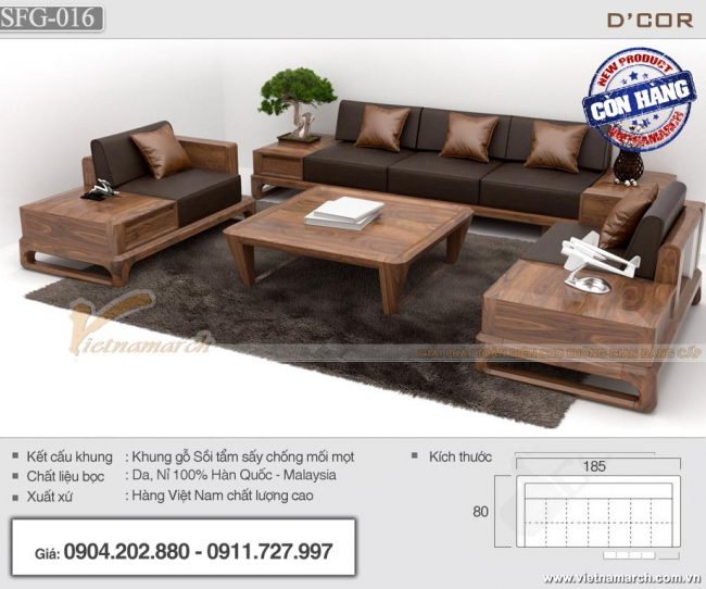 Bộ sofa gỗ có ngăn kéo băng ghế dài 2m6 hàng cao cấp – SFG16