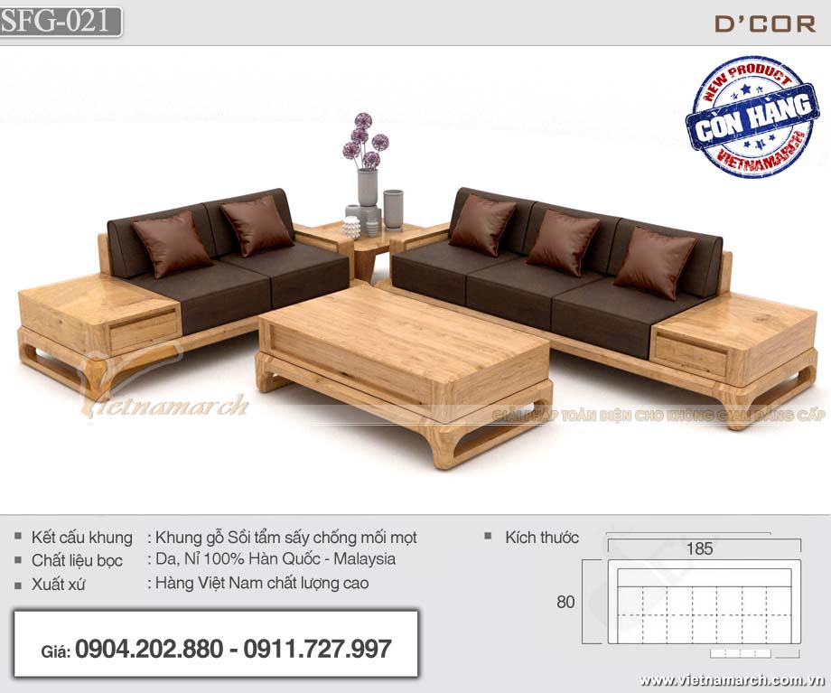 Combo mẫu ghế sofa đẹp kèm bàn trà hiện đại có ngăn kéo được ưa chuộng nhất - SFG21
