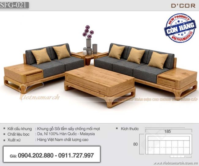 Combo mẫu ghế sofa đẹp kèm bàn trà hiện đại có ngăn kéo được ưa chuộng nhất – SFG21