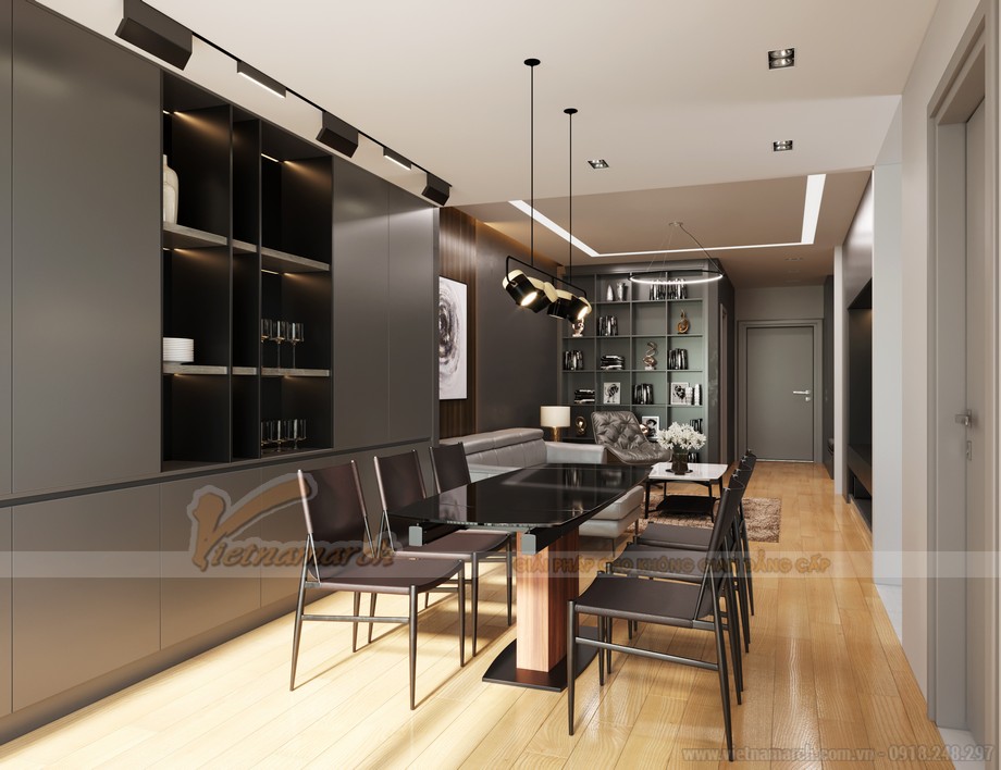 Thiết kế nội thất phòng bếp ăn căn hộ The Legacy